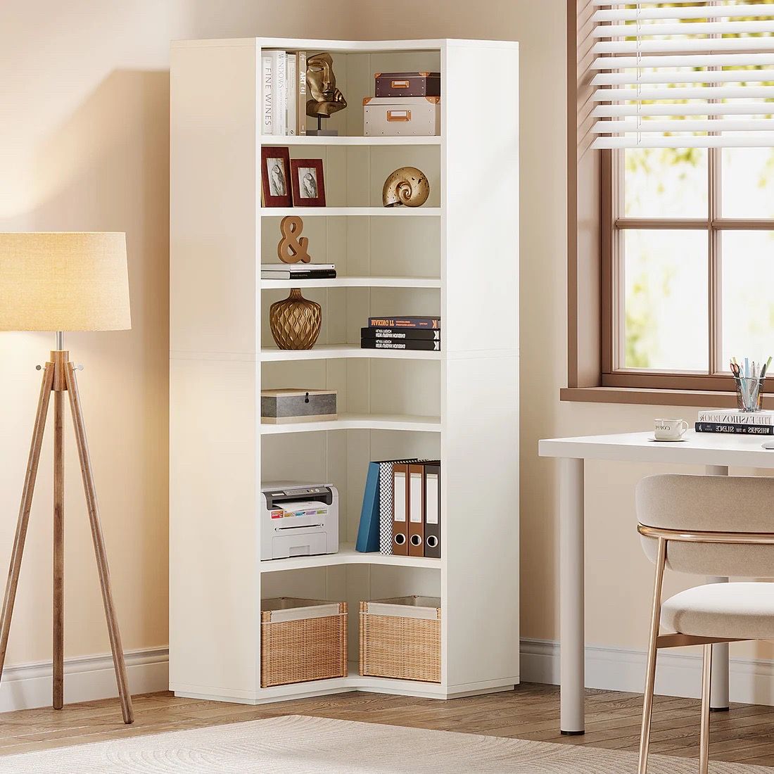 Corner Bookshelf – 9-Tier L-Shaped Storage Shelf