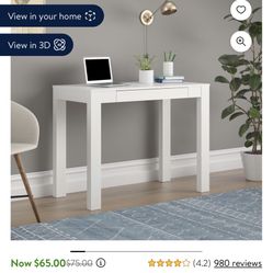 Mainstays Parsons Desk, White Laminated MDF