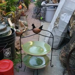 Plant Holder, Ceramic Plates,  Chicken On Top, So Cute
