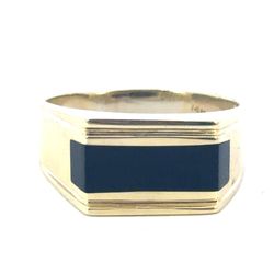 Men’s 14k Yellow Gold Inlaid Black Stone Ring Size 11.5 GP3128517
