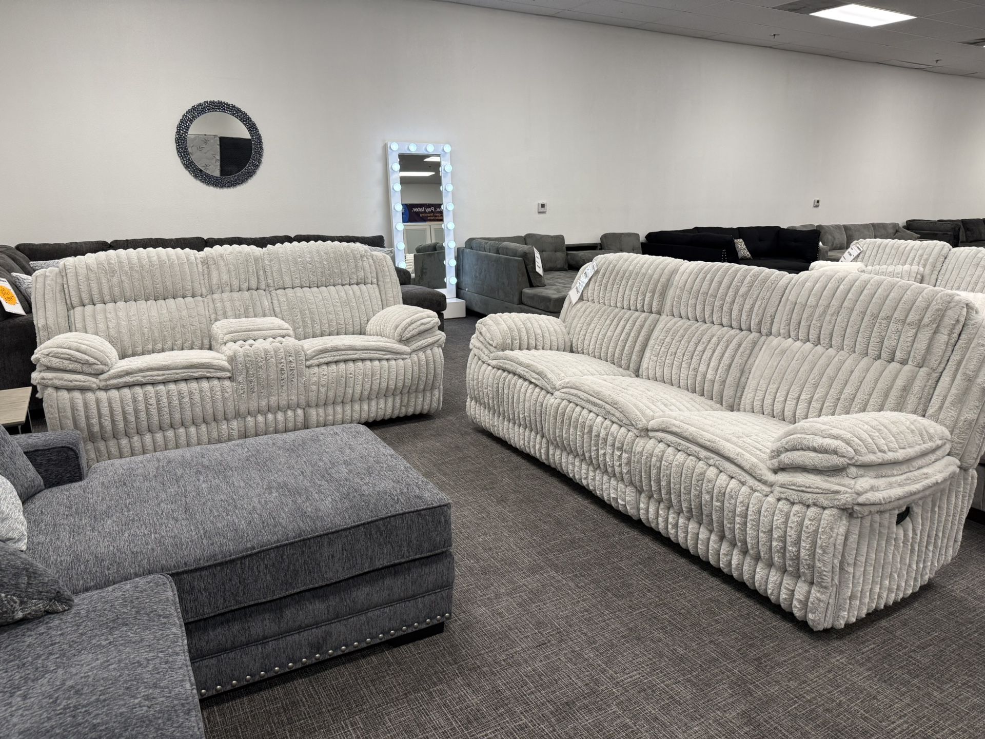 2 Pc Alloy Corduroy Sofa & Loveseat Recliner Set - EZ $10 Down Payment Options Available