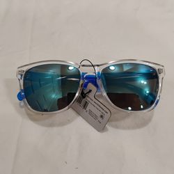 NEW pair of Transparent CLEAR/ Blue-Framed SUNGLASSES