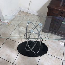 Clear Glass Table With Chrome Supports