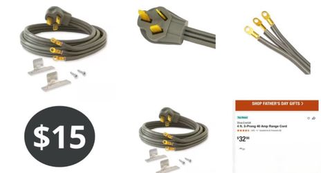 4 ft. 3-Prong 40 Amp Range Cord