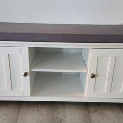 Bench with Padded Seat Cushion & 2  Doors, 

