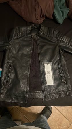 americna breed black leather jacket