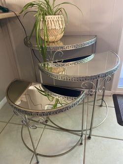 STACKABLE MIRRORED AND BUTTERFLY , GOLD TONE OVER SILVER BUTTERFLY’S  STACKABLE