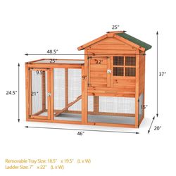Outdoor Wooden Rabbit hutch-Natural PS7395NA