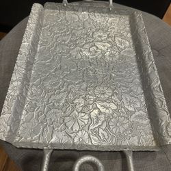 Vintage hammered aluminum tray 