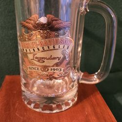 Harley Davidson Glass Stein Mug Barware Motorcycle Eagle 16 Oz
