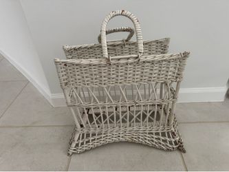 Vintage wicker magazine rack