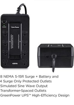 CyberPower ST425 Standby UPS Battery Backup and Surge Protector, 425VA/260W, 8 Outlets, Compact, UL Certified