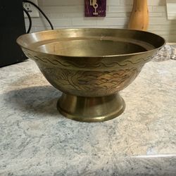 vintage or antique Chinese brass pedestal bowl
