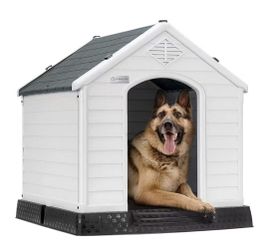 NEW IN BOX ALL WEATHER Dog House Xl $100 Water Proof Dog Igloo Raised Base  Pet Shelter ADD A BED INSIDE  FOR $25 