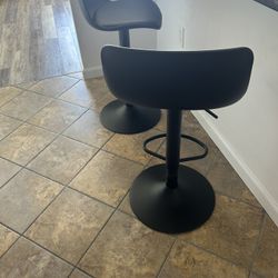 3 Bar Stools Modern Black - High Padded Adjustable