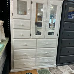 White Closet Pinewood Huge With Mirror Drawer Storage 