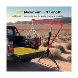 1000lbs Receiver Hitch Mounted Hydraulic 360° Swivel Truck Crane with 3 Boo