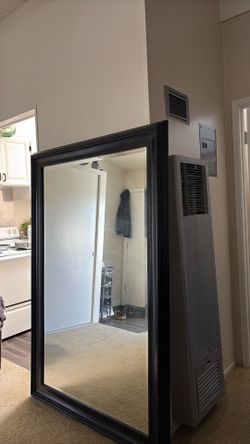 Large Modern Black Framed Floor Mirror – Great Condition