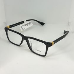 Versace 3328-F GB1 Unisex Black Square Eyeglasses Frame with Gold Medusa 56-16