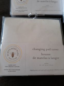 Burts Bees changing pad cover white Jersey organic cotton NIP