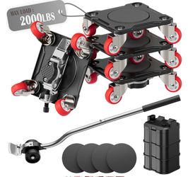 EZ 2MOVE Furniture Movers With Parking Lock, 5-Wheel & Locking Dollies Set With Furniture Lifter And Base, 360° Swivel Casters, Non-Slip Pads, Up To 2