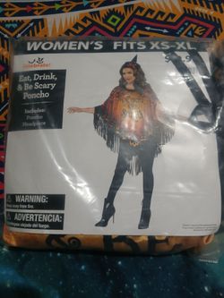 Halloween Woman Costume Eat Drink be a Scary Poncho