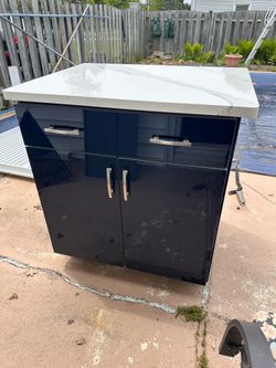 Cabinet with Quartz countertop- Blue gloss