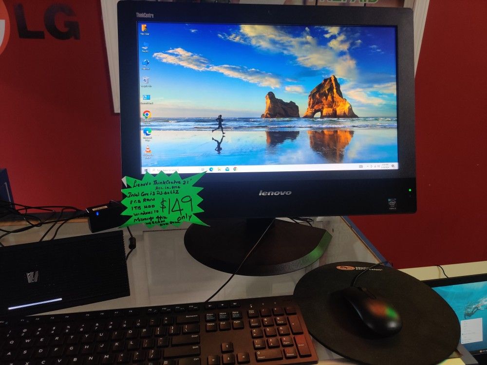 Lenovo Thinkcenter 22" All-in-one desktop Computer with Keyboard Mouse Mouse Pad Windows 10 1TB HDD 