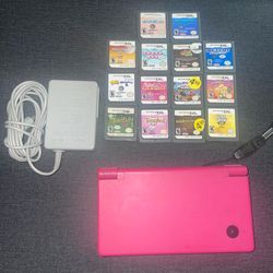 Nintendo Dsi Pink With Stylus Charger & Games