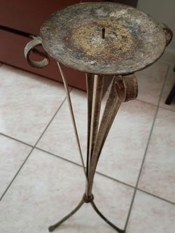 Used metal standing candle holder vintage