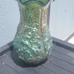 Fenton Green Glass Vase