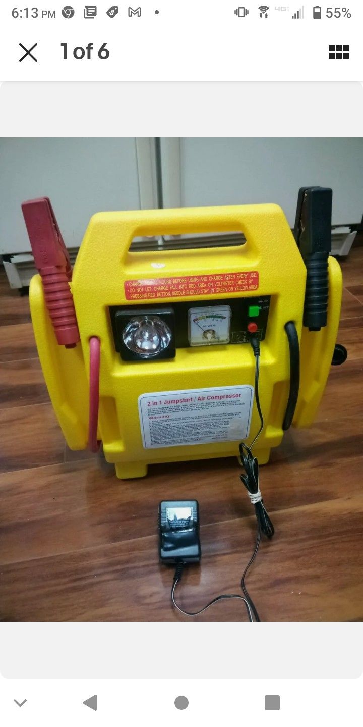 Powerzone 2 in 1 12V Jumper Starter with Air Compressor