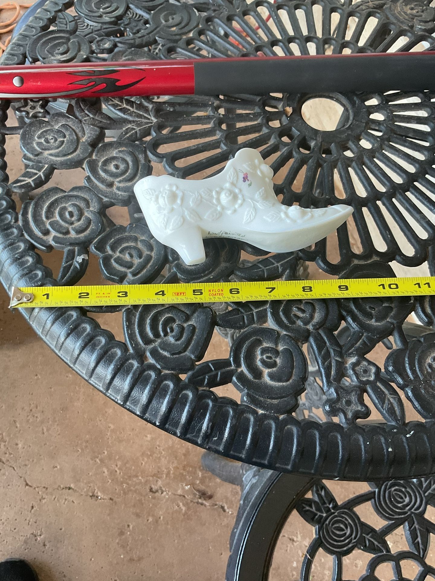 A Fenton hand painted glass slipper