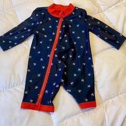 Star Print Red White & Blue July 4th Independence Day Patriotic Rashguard Suit size 0-3months NWOT