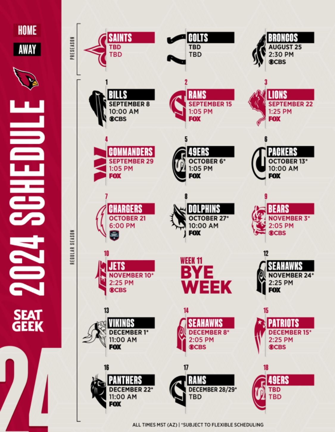 Arizona Cardinals 2024 Home Games Available: