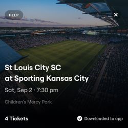 4 Tickets To Sporting KC Host STL Saturday 9/2