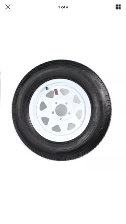 Mounted Radial Trailer Tire and Rim ST205/75R15 8 ply 15X5 5-4.5 White Spoke Wheel $86 No bargain price firm
