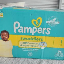 Pampers Swaddlers Diapers - Size 1, 96 Count, Ultra Soft Disposable Baby Diapers (Brand New)