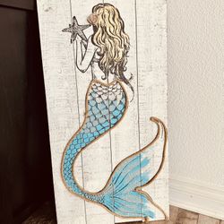 Mermaid Wooden Wall decor 