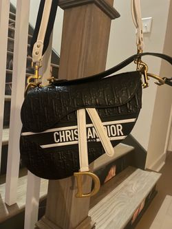 Rare Christian Dior Embossed Vibe Saddle Bag