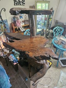 Burl Wood Two Shelf Table