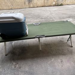 Camping Cot And Igloo Cooler