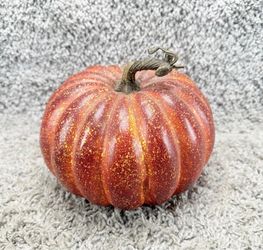 Orange Red Metallic Pumpkin Gold Speckled Fall Thanksgiving Autumn Decor 7”