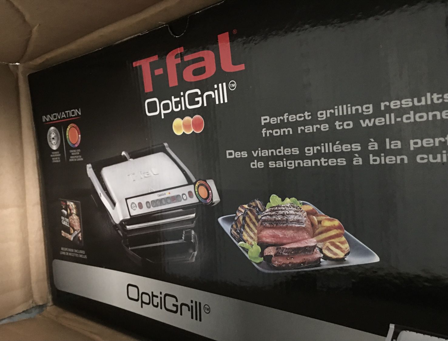 T-Fal GC7 Opti-Grill Indoor Electric Grill, 4-Servings, Automatic Sensor Cooking, Silver