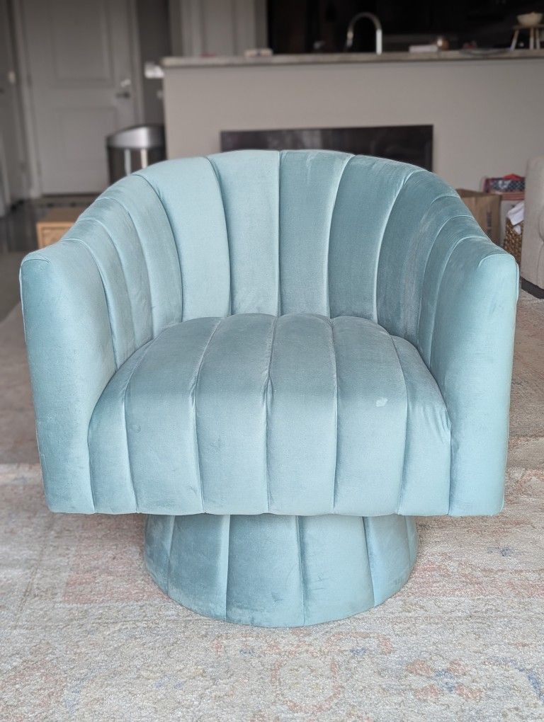 Velvet Spinning Chair - Blue/Green