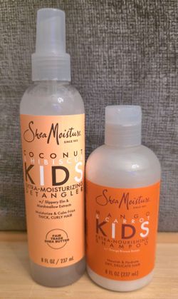 Shea Moisture Kids Shampoo & Detangler, 8 oz each