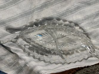 Clear Pressed Glass Divided Relish Dish