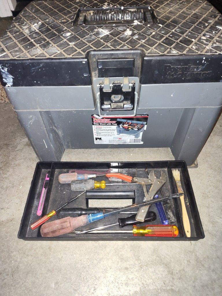 Step Stool Tool Box With Tools