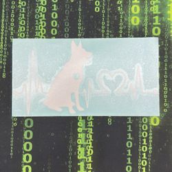 White German Shepherd Heart Beat Sticker 7”
