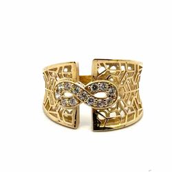 Woman’s Ladies 10k Yellow Gold Wide Band CZ Cubic Zirconia Infinity Ring Size 7.5 GP3136661
